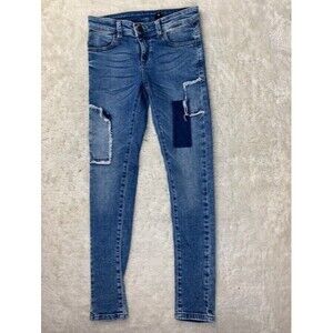 Harper Size 25 Womens Jeans Skinny Med Wash Stretch Low Rise Patches